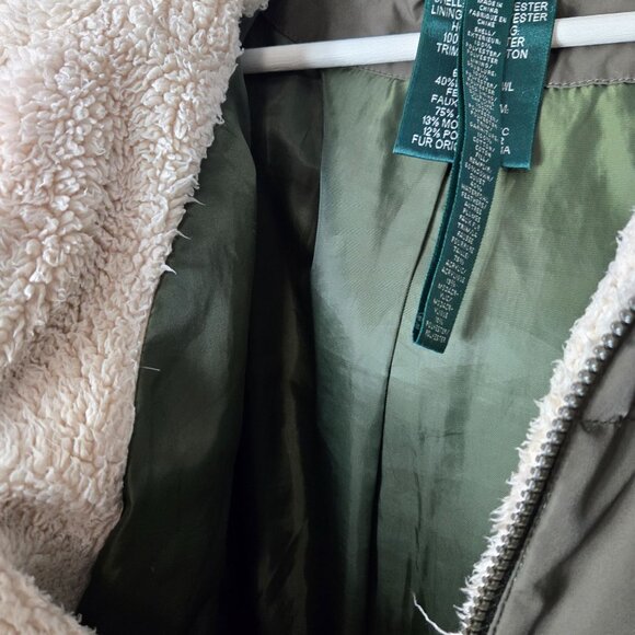 Lauren Ralph Lauren Size S Green Down Puffer Parka Coat Faux Fur Hood - Picture 14 of 16